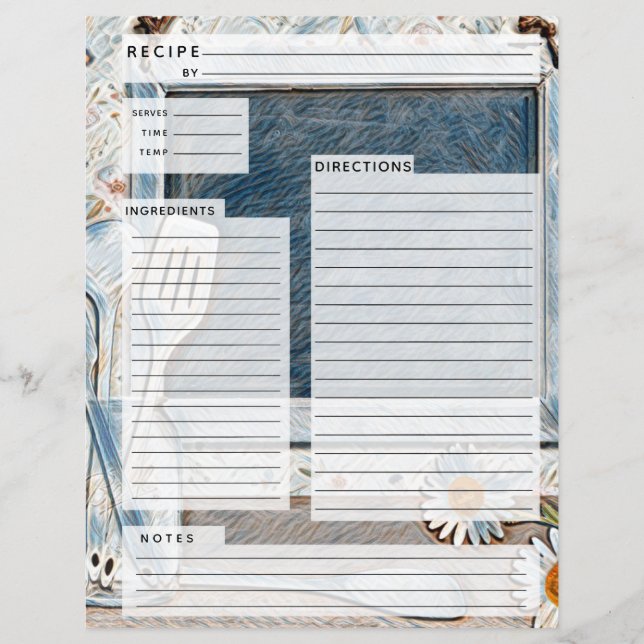 Rustlische Burlap-Rezept-Beilage (Vorderseite)