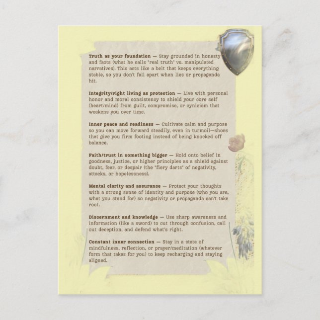 Rüstung Gottes Postkarte (Vorderseite)