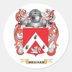 Rüstungsmütze aus Meehan (Familienwappen) Runder Aufkleber