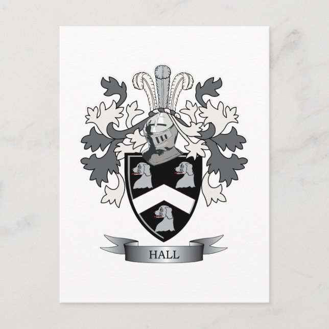 Rüstungsüberzug im Hall-Familienwappen Postkarte (Vorderseite)