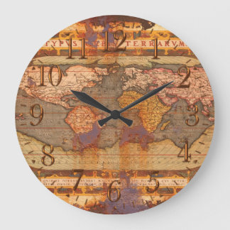 Rusty Antique Old World Map History Designer Clock Große Wanduhr