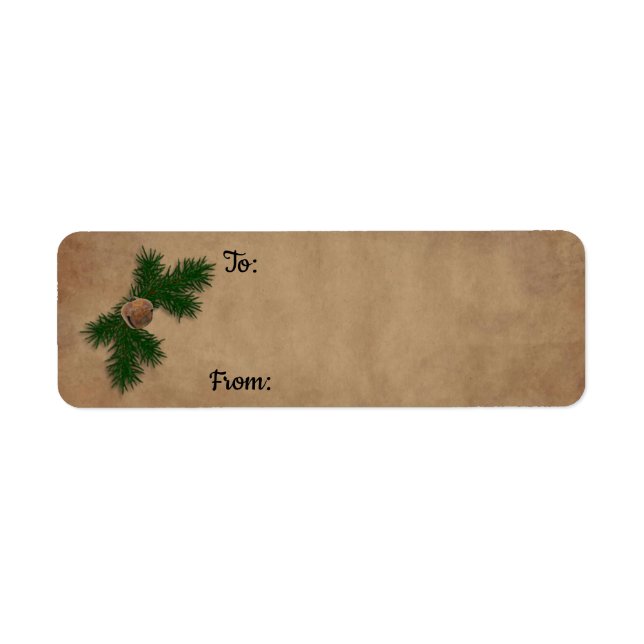 Rusty Bell on Pine Christmas Geschenke Labels (Vorne)