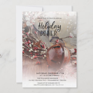 Rusty Bells Holly Berries Abendessen Einladung