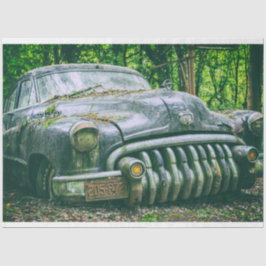 Rusty Black Car Vintag 20x30 Decoupage Seidenpapier