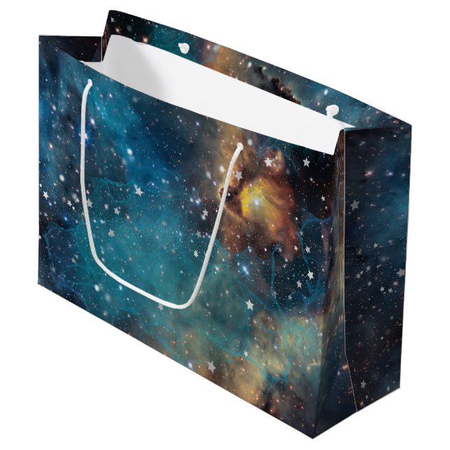 Rusty Blue Cloud Nebula Große Geschenktüte (Vorderseite Schrägansicht)