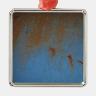 Rusty Blue Hintergrund Silbernes Ornament