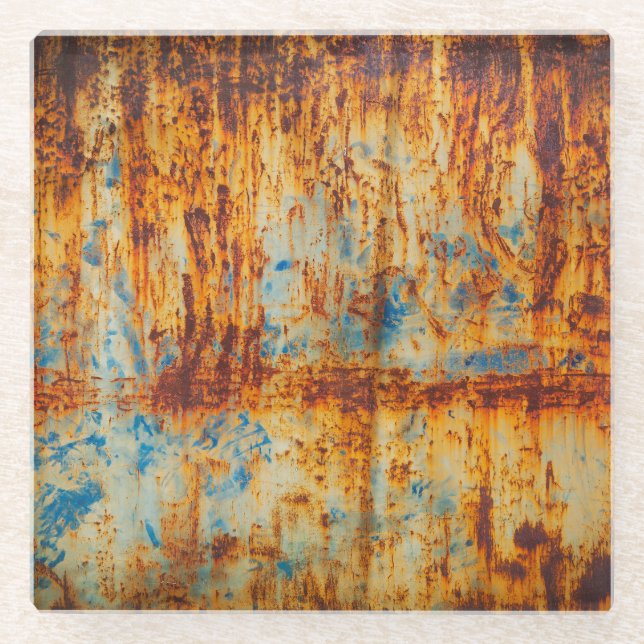 Rusty Blue Metal Textur Glasuntersetzer (Vorderseite)