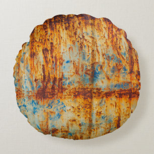 Rusty Blue Metal Textur Rundes Kissen