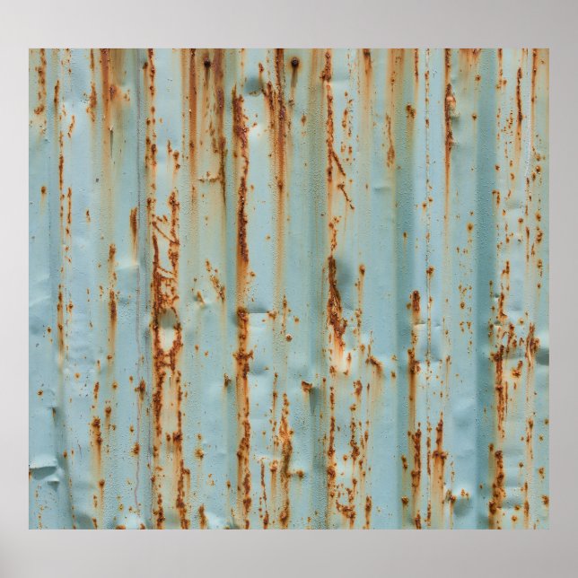 Rusty Blue Painted Metal Texture Poster (Vorne)