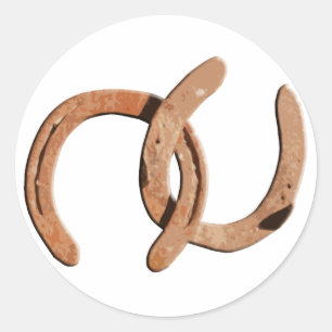 Rusty Brown Horse Shoes Runder Aufkleber