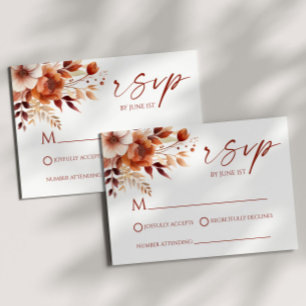 Rusty Burgundy Brown Blumengarten Hochzeit RSVP Karte