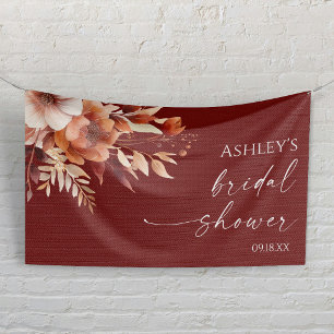 Rusty Burgundy Brown Floral Blume Brautparty Banner