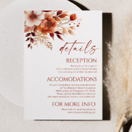 Rusty Burgundy Brown Floral Blume Hochzeiten Detai Begleitkarte