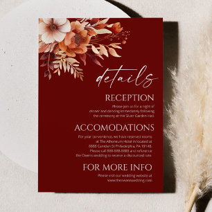Rusty Burgundy Brown Floral Blume Hochzeiten Detai Begleitkarte