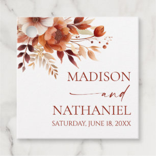 Rusty Burgundy Brown Floral Blume Wedding Geschenkanhänger