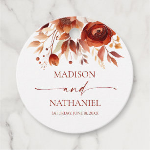 Rusty Burgundy Brown Floral Blume Wedding Geschenkanhänger