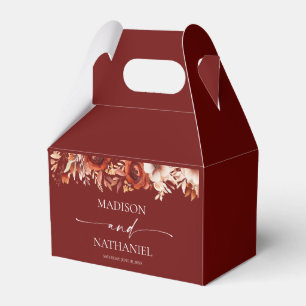 Rusty Burgundy Brown Floral Blume Wedding Geschenkschachtel