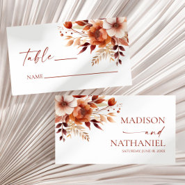 Rusty Burgundy Brown Floral Blume Wedding Platzkarte