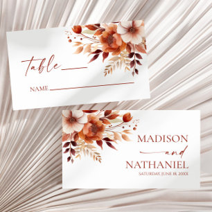 Rusty Burgundy Brown Floral Blume Wedding Platzkarte