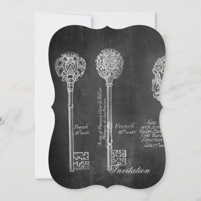 Rusty Chalkboard Viktorianische Steampunk-Skelettt Einladung (Vorderseite)
