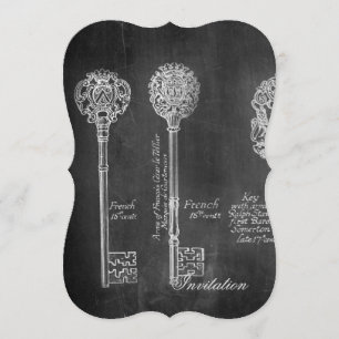 Rusty Chalkboard Viktorianische Steampunk-Skelettt Einladung