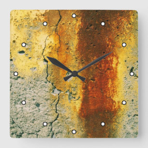 Rusty Concrete Urban Grunge mit Punkten Quadratische Wanduhr
