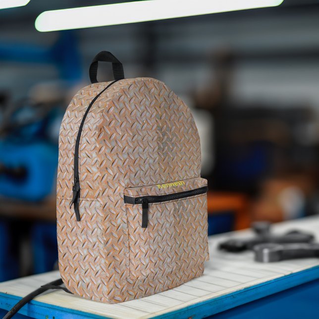 Rusty Diamond Plate Individuelle Name Bedruckter Rucksack (Von Creator hochgeladen)