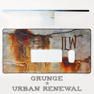 Rusty Gray and Orange Urban Grunge Industrial Schreibtischunterlage