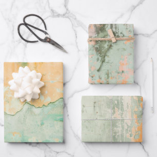 Rusty Green Paint Watercolor Geschenkpapier Set
