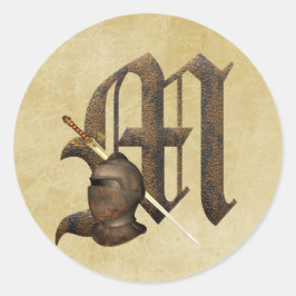 Rusty Knights Initial m Runder Aufkleber