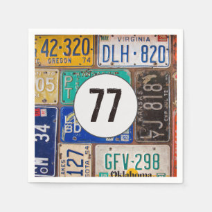 Rusty License Plate 77. Geburtstag Serviette