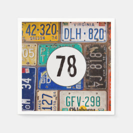 Rusty License Plate 78. Geburtstag Napkins Serviette