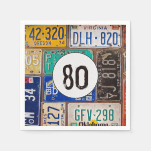 Rusty License Plate 80. Geburtstag Serviette