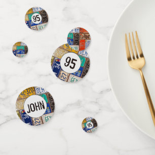 Rusty License Plate 95. Geburtstag Confetti Konfetti