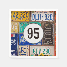 Rusty License Plate 95. Geburtstag Serviette