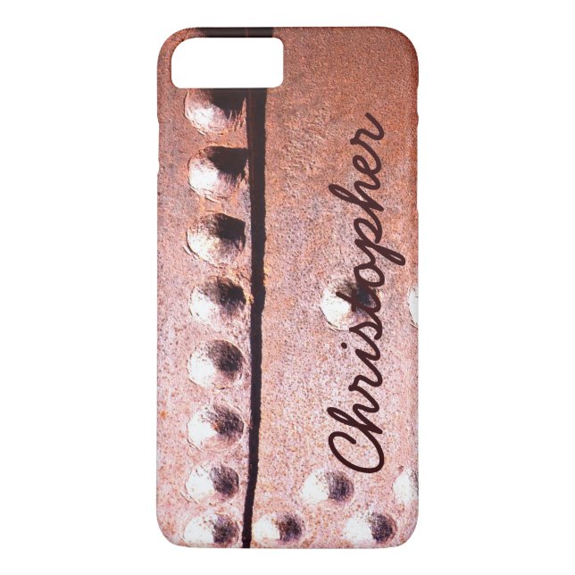 Rusty Metal Look Rustikaler Personalisierter Name  Case-Mate iPhone Hülle (Rückseite)