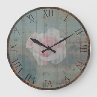 Rusty Metal und Painted Rose Große Wanduhr