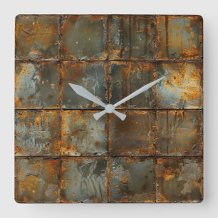 Rusty Metal Wall Clock Quadratische Wanduhr