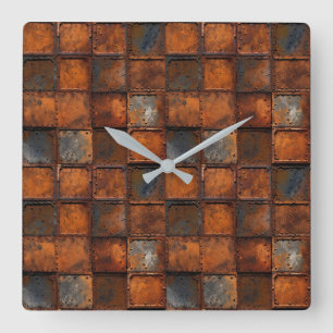 Rusty Metal Wall Clock Quadratische Wanduhr