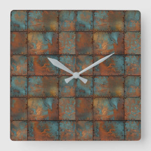 Rusty Metal Wall Clock Quadratische Wanduhr