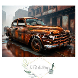 Rusty old car no3 postapocallyptic Tissue paper Seidenpapier