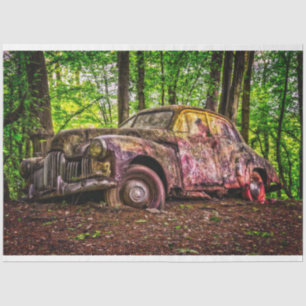 Rusty Old Car Vintag 20x30 Decoupage Seidenpapier