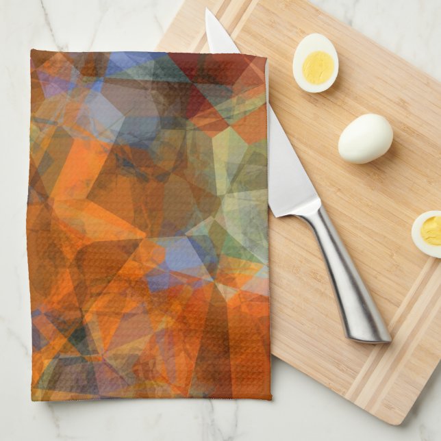 Rusty Orange Modernes Abstraktes Design Geschirrtuch (Viertel Falte)