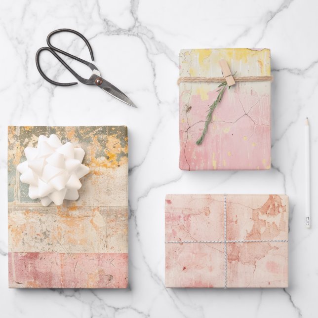 Rusty Pink Paint Watercolor Geschenkpapier Set (Vorderseite)
