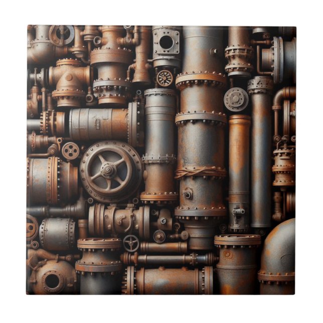 Rusty Pipes Keramik Tile Fliese (Vorderseite)