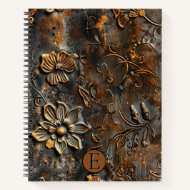 Rusty Raised Floral Spiral Notebook - Custom Notizbuch