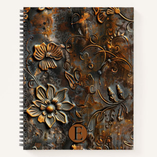 Rusty Raised Floral Spiral Notebook - Custom Notizbuch