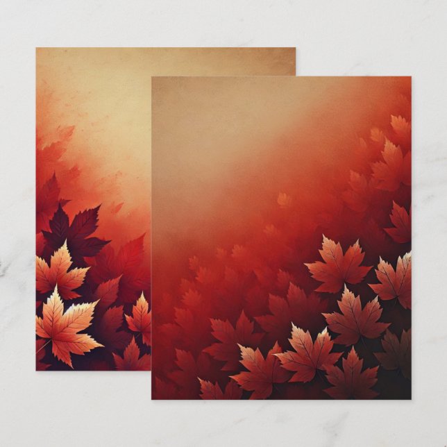 Rusty Red Maple Autumnal Ombre Scrapbook Paper (Vorne/Hinten)