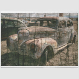 Rusty Retro Car Vintag 20x30 Decoupage Seidenpapier