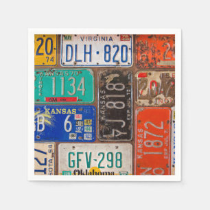 Rusty Retro License Plate Collection Serviette